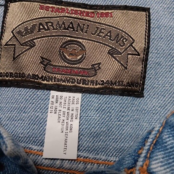 Armani Jeans Denim Jacket Men's SMALL Button Front Blue - Picture 13 of 13